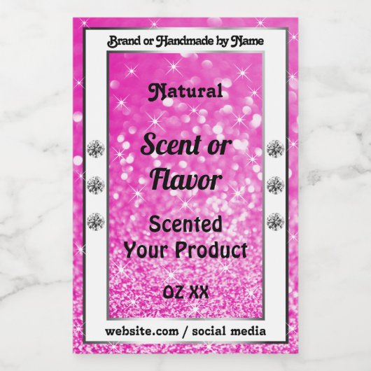 Lichtroze Glitter Sterren Productlabels Voedselcontainer Etiket (Enkel label)