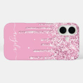 Lichtroze Glitterdruppels Glam Handtekening Case-Mate iPhone Case (Achterkant (horizontaal))