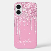 Lichtroze glitterdruppels glamssignatuur Case-Mate iPhone case (Achterkant)