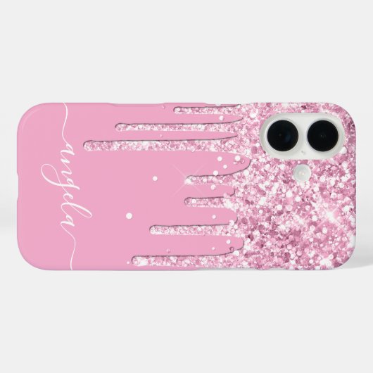 Lichtroze glitterdruppels glamssignatuur Case-Mate iPhone case (Achterkant (horizontaal))