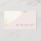 Lichtroze Gold Geometric Salon Stylist Visitekaartje (Voorkant)