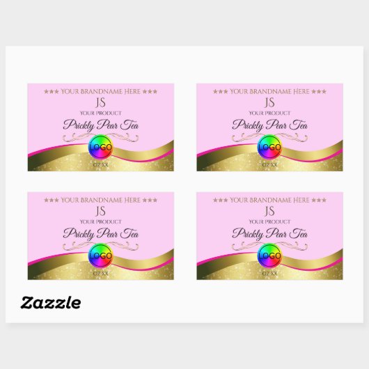 Lichtroze Golf Logo Monogram Productlabel Rechthoekige Sticker (Vel)