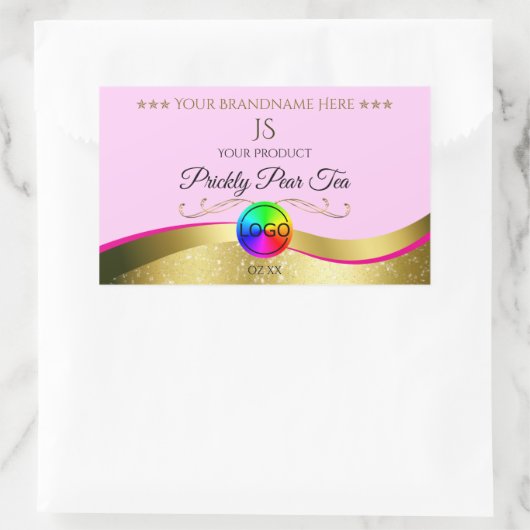 Lichtroze Golf Logo Monogram Productlabel Rechthoekige Sticker (Tas)