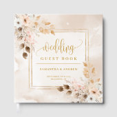 Lichtroze & Goud Lijst Herfst bruiloft gastenboek (Voorkant)