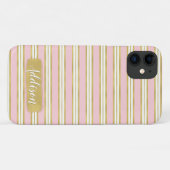 Lichtroze gouden band Patroon Aangepaste naam Case-Mate iPhone Case (Achterkant (horizontaal))