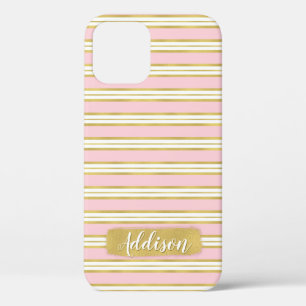Lichtroze gouden band Patroon Aangepaste naam Case-Mate iPhone Case