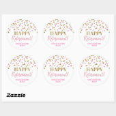 Lichtroze gouden Confetti Happy Retirement Ronde Sticker (Vel)