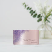 Lichtroze gouden en Paarse Sparkle Salon Stylist Visitekaartje (Staand voorkant)