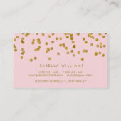 Lichtroze & Gouden Folie Confetti Visitekaartje (Achterkant)