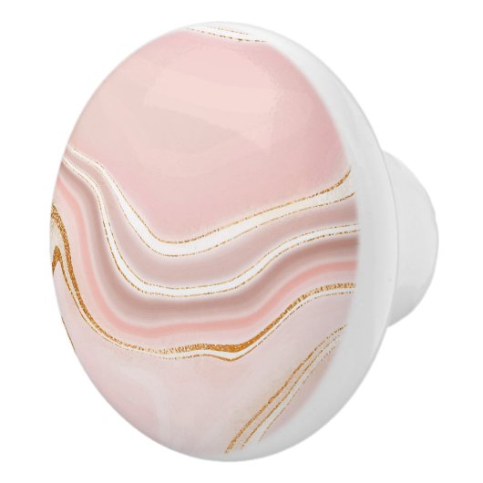lichtroze goudvormig design keramische knop (Rechts)