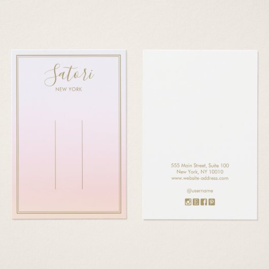 Lichtroze gradiënt ombre Script Hair Clip display Visitekaartje (Voorkant /achterkant)