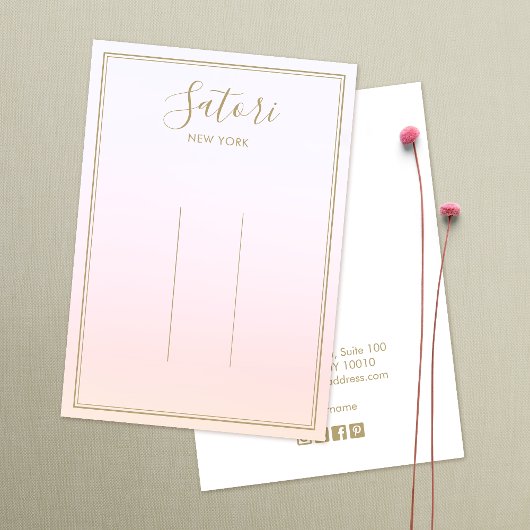 Lichtroze gradiënt ombre Script Hair Clip display Visitekaartje