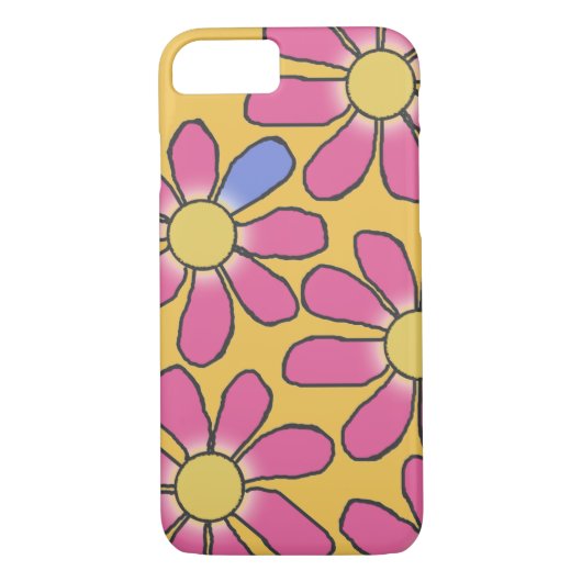 Lichtroze grafielenbloemen op elke kleur Case-Mate iPhone case (Achterkant)