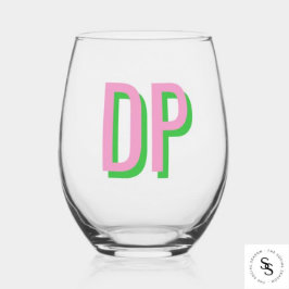 Lichtroze + groen bruidsmeisje wijnglas zonder voet