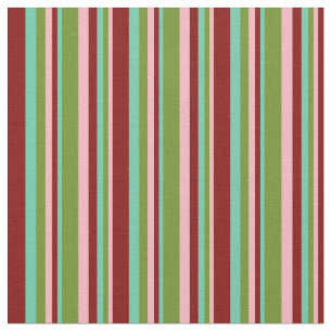 Lichtroze, groene, aquamarine- en maroon-lijnen stof