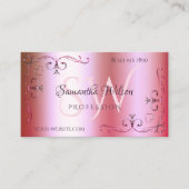 Lichtroze groene kleurengradiënt Initialen Visitekaartje (Voorkant)