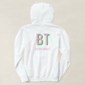 Lichtroze + groene Monogram Huwelijksfeest Hoodie (Design achterkant)