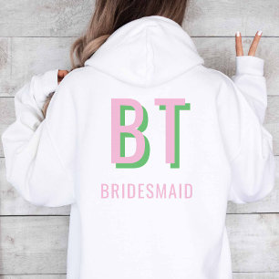 Lichtroze + groene Monogram Huwelijksfeest Hoodie