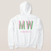 Lichtroze + groene Monogram Huwelijksfeest Zip-up Hoodie (Laag Achter)