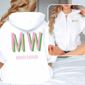 Lichtroze + groene Monogram Huwelijksfeest Zip-up Hoodie