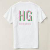 Lichtroze + groene Monogram Trouwfeest T-shirt (Design achterkant)