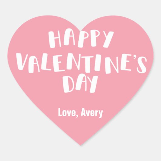 Lichtroze Happy Valentijn’s Day Hart Sticker (Voorkant)