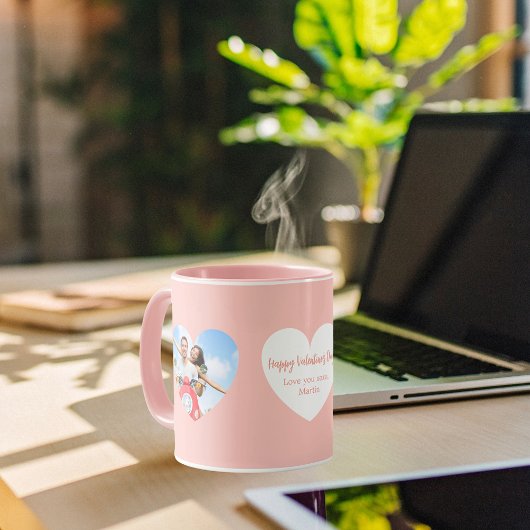 Lichtroze harten foto Valentijnsdag Mok