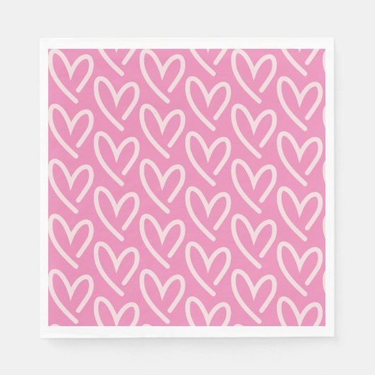 Lichtroze harten van het hart servet (Voorkant)