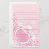  lichtroze hartzwijn trouwpapier briefpapier (Voorkant / Achterkant)