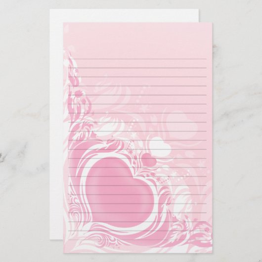 lichtroze hartzwijn trouwpapier briefpapier (Voorkant / Achterkant)