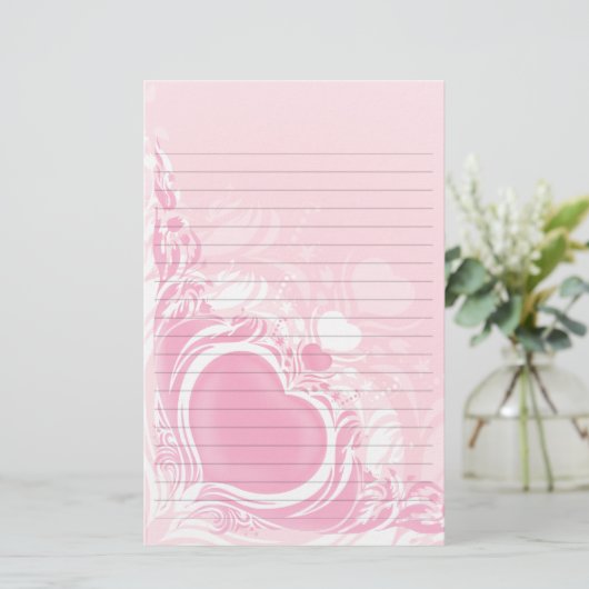 lichtroze hartzwijn trouwpapier briefpapier (Staand voorkant)