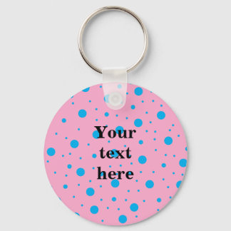 Lichtroze hemelblauw klein en grote polka stippen sleutelhanger