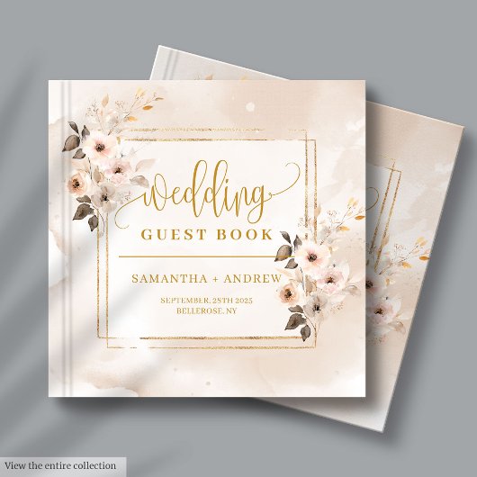 Lichtroze Herfst Bloemen Boho bruiloft gastenboek