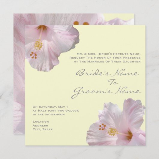 Lichtroze hibiscus Weddenschap Kaart (Voorkant / Achterkant)