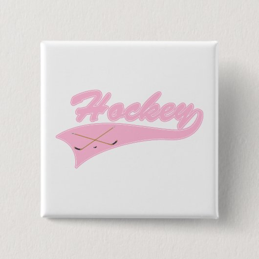 Lichtroze Hockey-Logo Vierkante Button 5,1 Cm (Voorkant)