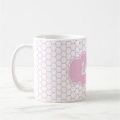 Lichtroze Honeycomb Aangepast monogram Koffiemok (Links)