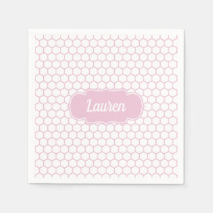 Lichtroze Honeycomb Aangepast monogram Servet