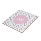 Lichtroze Honeycomb Hexagon Aangepast monogram Tegeltje (Zijkant)
