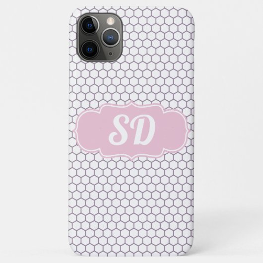 Lichtroze honingraat aangepaste monogram Case-Mate iPhone case (Achterkant)