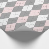 Lichtroze Houtskool Donkergrijs Wit XL Argyle Cadeaupapier (Hoek)