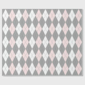 Lichtroze Houtskool Donkergrijs Wit XL Argyle Cadeaupapier (Vlak)