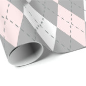 Lichtroze Houtskool Donkergrijs Wit XL Argyle Cadeaupapier (Rol Hoek)
