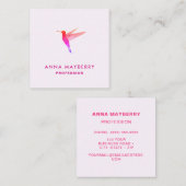 Lichtroze Hummingbird Square Visitekaartje (Voorkant / Achterkant)