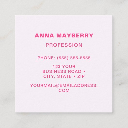 Lichtroze Hummingbird Square Visitekaartje (Achterkant)