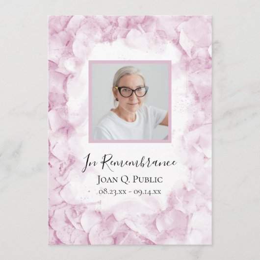 Lichtroze Hydrangea Bloemen Begrafenisservice Programmakaart (Voorkant)