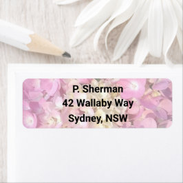 Lichtroze Hydrangea retouradres Label