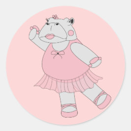 lichtroze illusima Ballerina Hippo Ronde Sticker