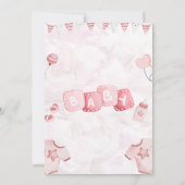 Lichtroze Illustratieve Aquarel Kindmodern Kaart (Achterkant)