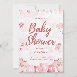 Lichtroze Illustratieve Aquarel Kindmodern Kaart