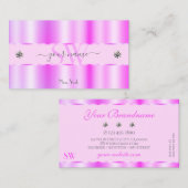 Lichtroze Initialen met mousserende diamanten Visitekaartje (Voorkant / Achterkant)